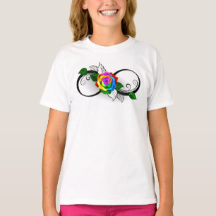 T-shirt Symbole d'infini avec Rose arc-en-ciel