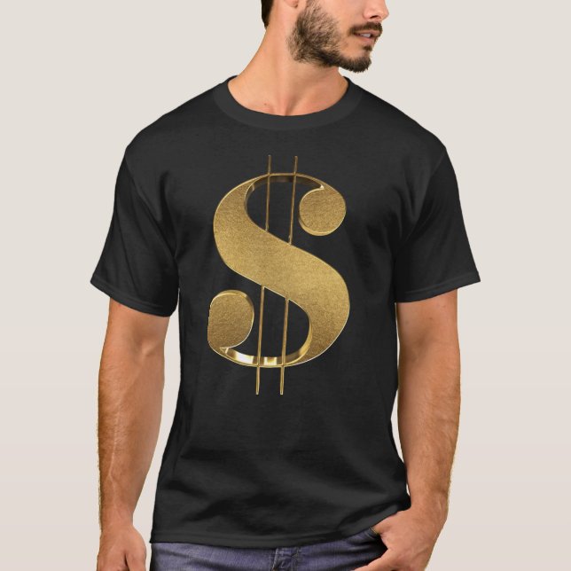 T-shirt symbole dollar de l'or 3D (Devant)