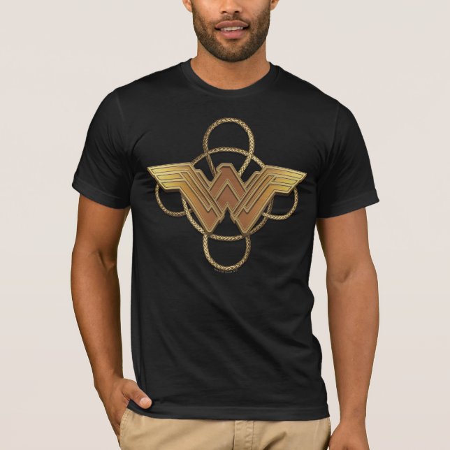 T-shirt Symbole d'or Wonder Woman sur Lasso (Devant)