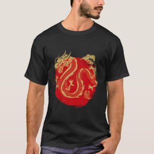 T-shirt Symbole dragon Rouge Soleil Japonais Kanji Caligra
