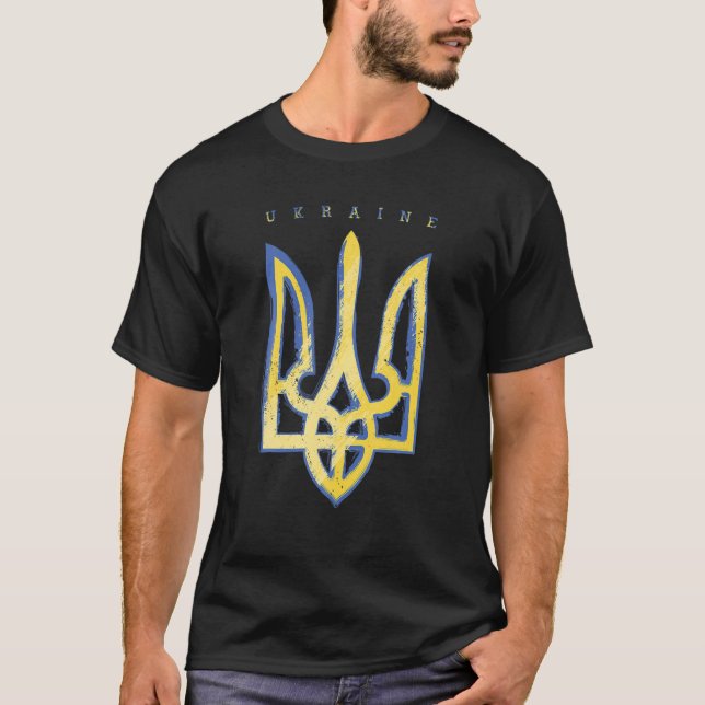T-shirt Symbole drapeau Pro Ukraine Support Trident Ukrain (Devant)