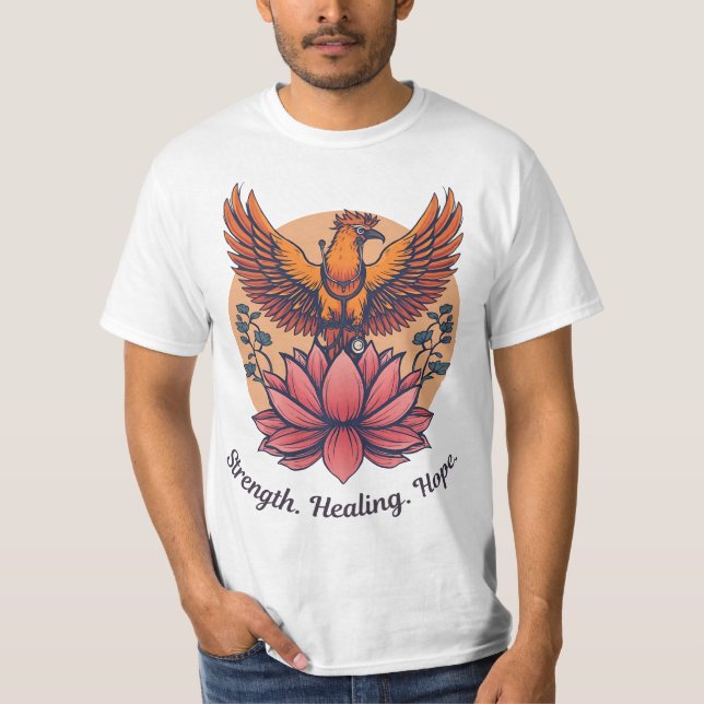T-shirt Symbole du Lotus Phoenix - Force, guérison, Espoir (Devant)