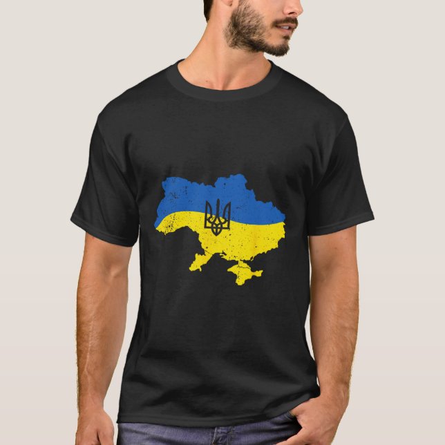 T-shirt Symbole du trident de l'armée ukrainienne Drapeau  (Devant)