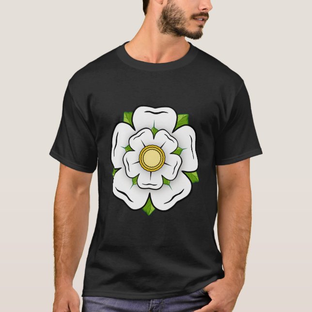 T-shirt Symbole du Yorkshire britannique - Rose blanche O (Devant)