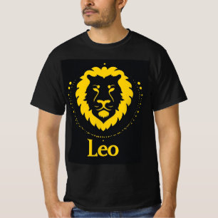 T-shirt Symbole du zodiaque Lion avec une tête de lion dor