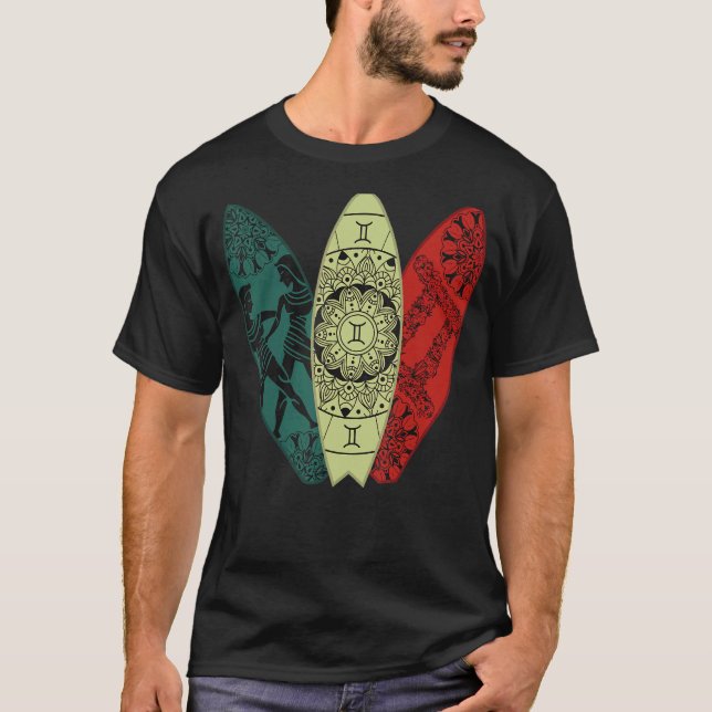 T-shirt Symbole Gemini Zodiac Surfboard Horoscope (Devant)
