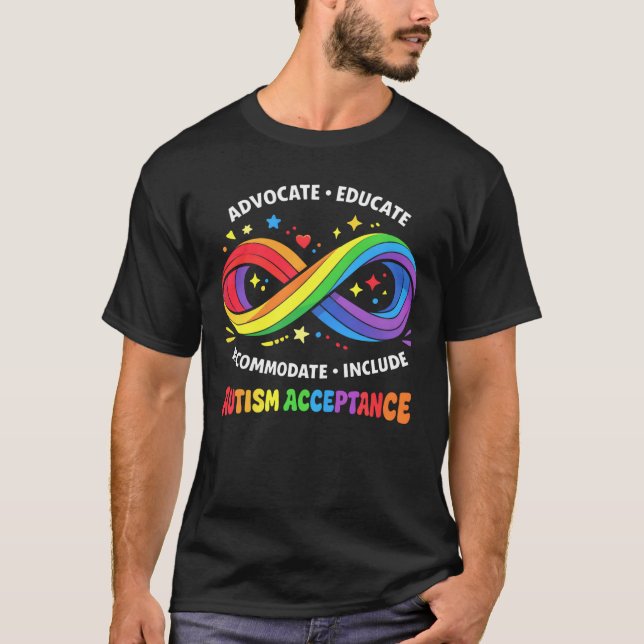 T-shirt Symbole infini de sensibilisation et d'acceptation (Devant)