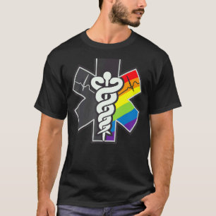 T-shirt Symbole infirmière Gay pride drapeau arc-en-ciel M