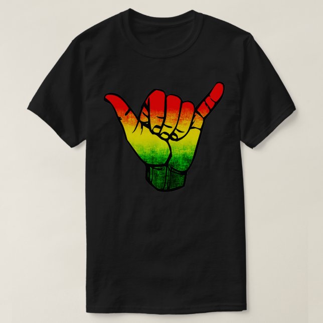 T-shirt SYMBOLE jamaïcain Drapeau Rasta Hawaii Shaka SYMPA (Design devant)