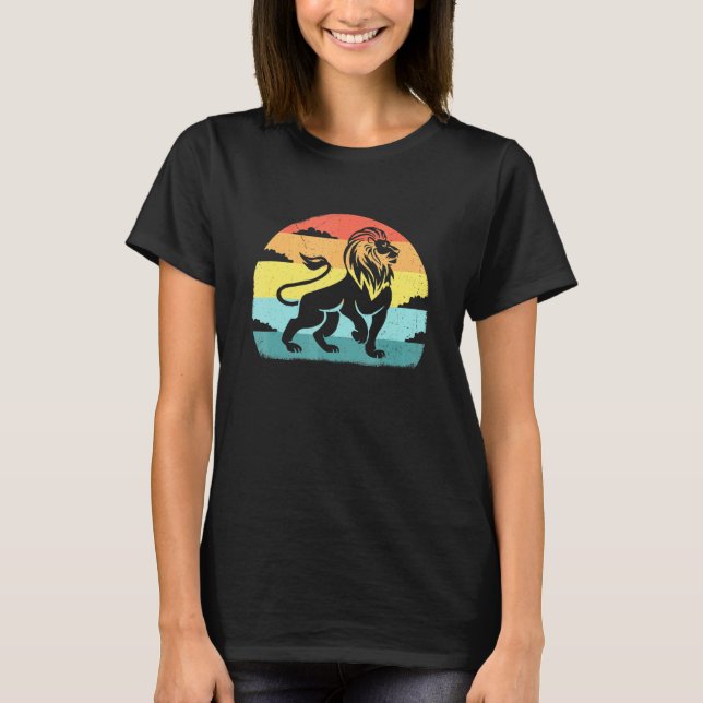 T-shirt Symbole Lion Majestic Retro Coucher de soleil Vint (Devant)