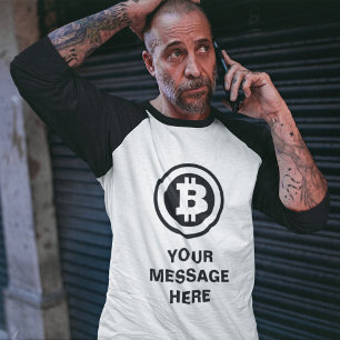 T-shirt Symbole Logo Bitcoin noir Message personnalisé