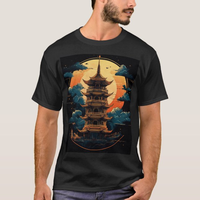 T-shirt Symbole Logo de la pagode2 Art numérique (Devant)