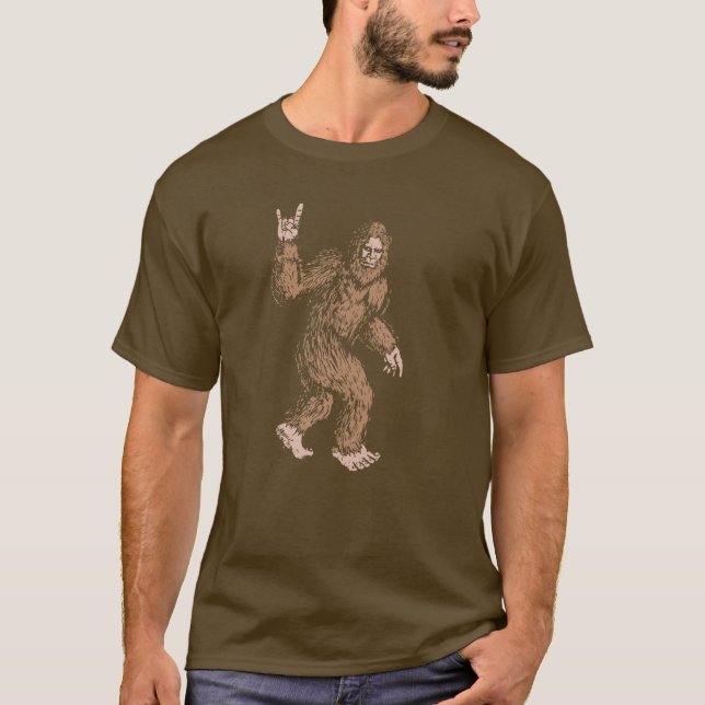 T-shirt Symbole main Bigfoot Rock et Roll Sasquatch Croire (Devant)