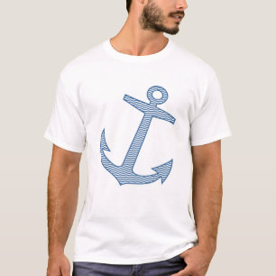 T-shirt Symbole marin de l'ancre marine   Hameçon bleu mar