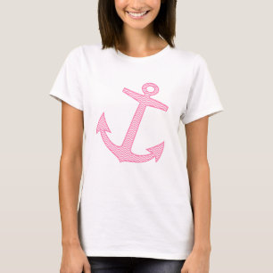 T-shirt Symbole marin de l'ancre marine   Hameçon rose mar