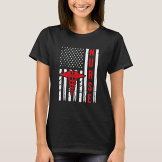 T-shirt Symbole médical Caducée Drapeau Américain Vintage 