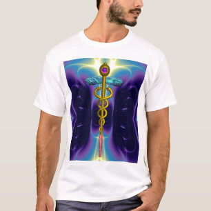 T-SHIRT SYMBOLE MÉDICALE DE CADUCÉE D'OR