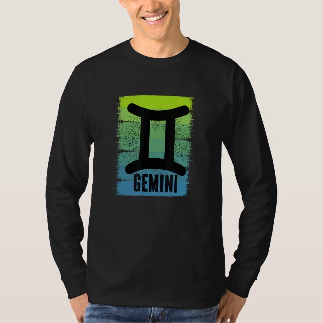 T-shirt Symbole Mens Gemini Mai Juin Anniversaire Zodiac F (Devant)