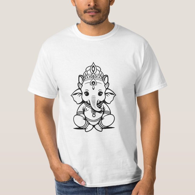T-shirt Symbole mignon petit Ganesha, Hindouisme Dieu indi (Devant)