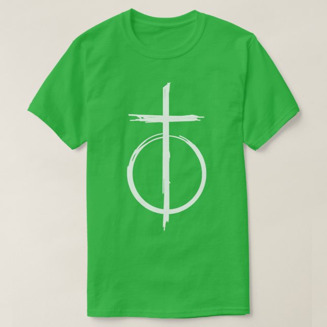 T-shirt Symbole minimal Virgin White Cross et Circle (Design devant)