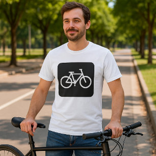 T-shirt Symbole minimaliste de vélo noir et blanc