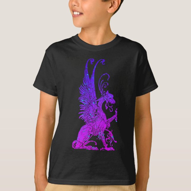T-shirt Symbole monstre de néon Basilisk Dragon Bête antiq (Devant)