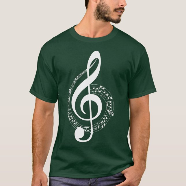 T-shirt Symbole musical White Treble Clef pour (Devant)