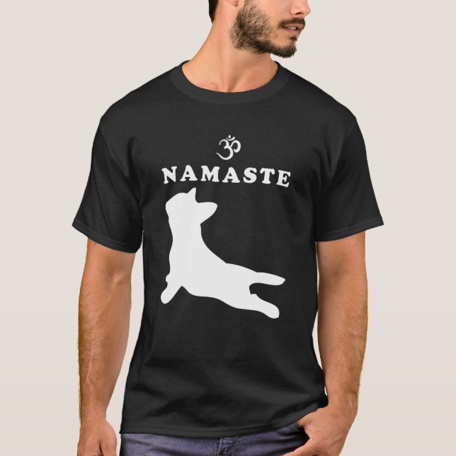 T-shirt Symbole Namaste Om French Bulldog Funny Yoga Don F (Devant)