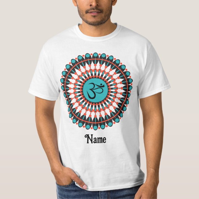 T-shirt Symbole Om de Mandala Spirituel Turquoise Customis (Devant)