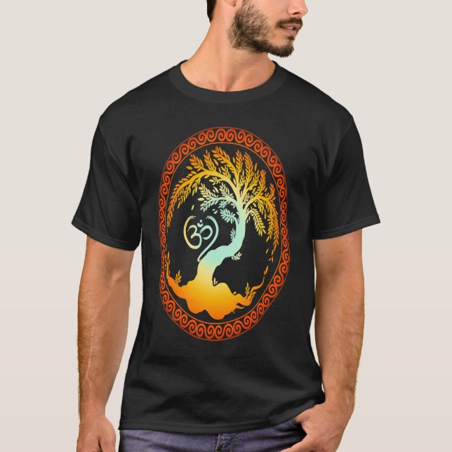 T-shirt Symbole Om et spirituel Yggdrasil (Devant)