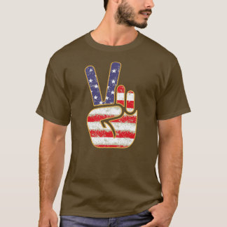 T-shirt SYMBOLE Patriotique DE LA Paix MAIN Américains 