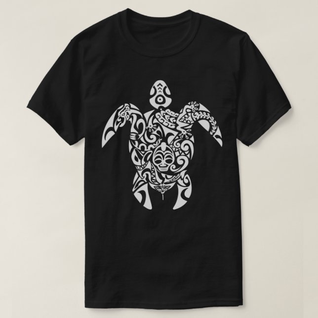 T-shirt Symbole polynésien hawaïen de tortue tribale Mer b (Design devant)