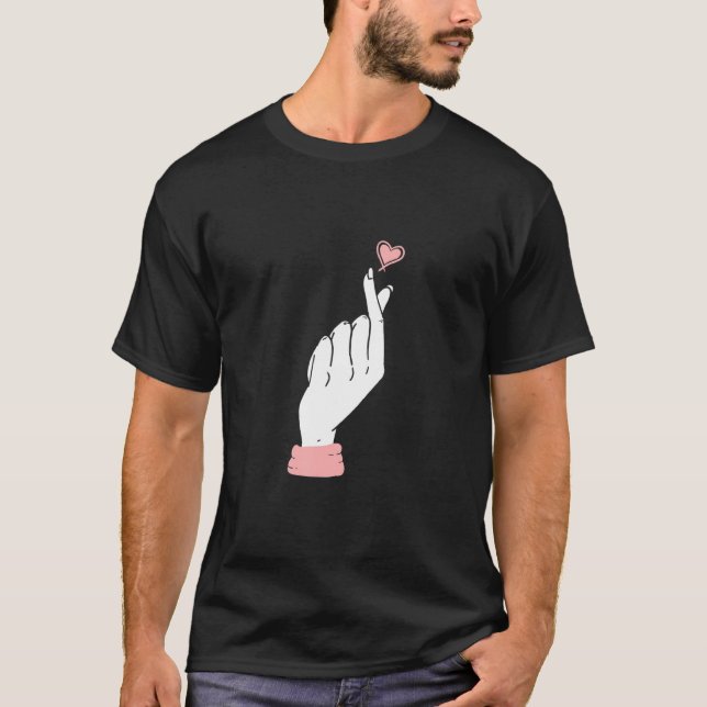 T-shirt Symbole pour K Pop Hand Finger Symbole Coeur Kpop  (Devant)