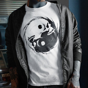 T-shirt Symbole religieux Dark Yin Yang Vampire Crâne