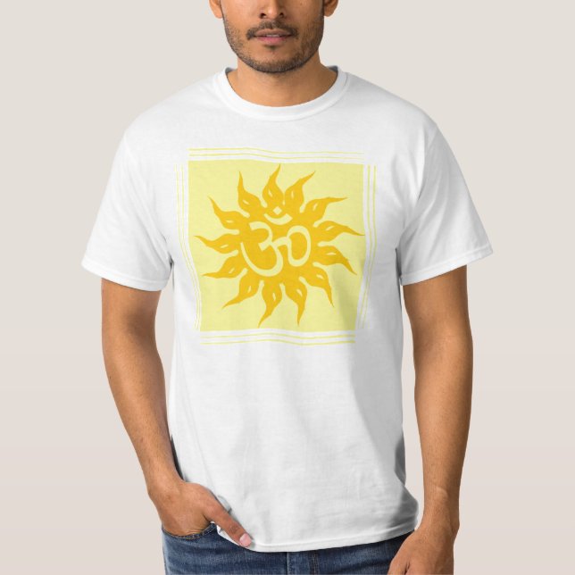 T-shirt Symbole religieux indien : L'OM et le Surya (Devant)