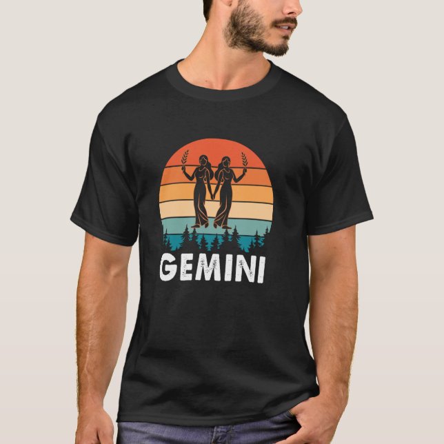 T-shirt SYMBOLE RÉtro Gemini Zodiaque Horoscope (Devant)