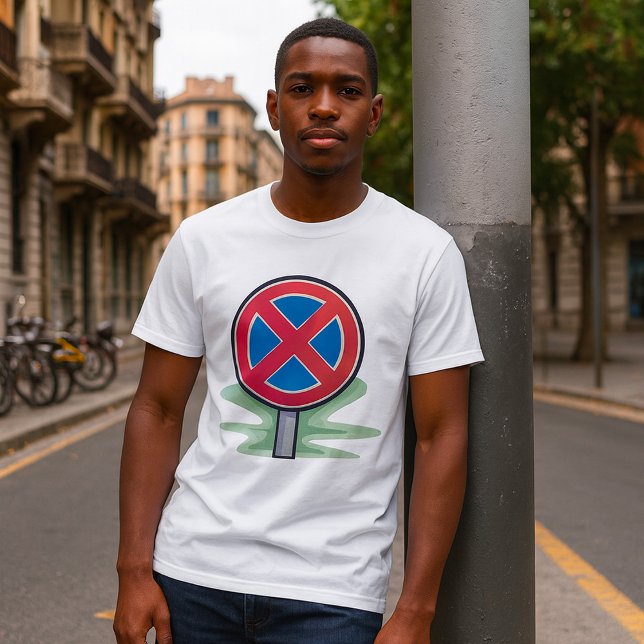T-shirt Symbole rouge bleu de la route de stationnement (Créateur téléchargé)