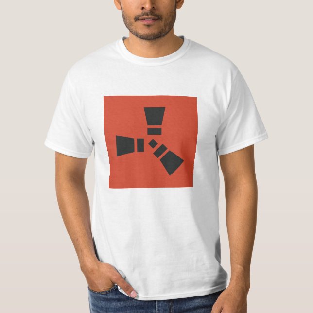 T-shirt Symbole RUST noir sur rouge (Devant)
