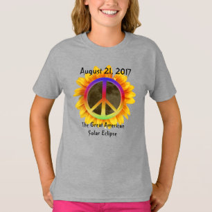 T-shirt Symbole solaire Eclipse, tournesol et paix 2017