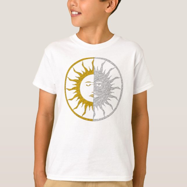 T-shirt Symbole SOLEIL ET LUNE - or argent (Devant)