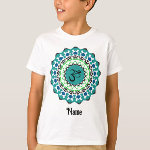 T-shirt Symbole spirituel Mandala Yoga Om Yoga Bleu Custom