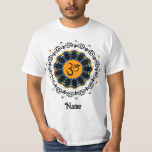 T-shirt Symbole spirituel Mandala Yoga Om Yoga Bleu Custom