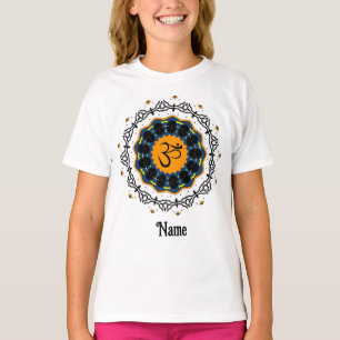 T-shirt Symbole spirituel Mandala Yoga Om Yoga Bleu Custom