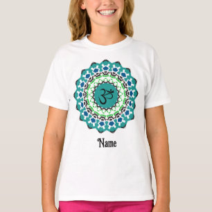 T-shirt Symbole spirituel Mandala Yoga Om Yoga Bleu Custom