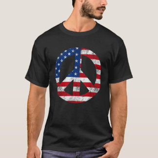 T-shirt SYMBOLE SYMBOLE vintage DE LA PAIX Drapeau américa