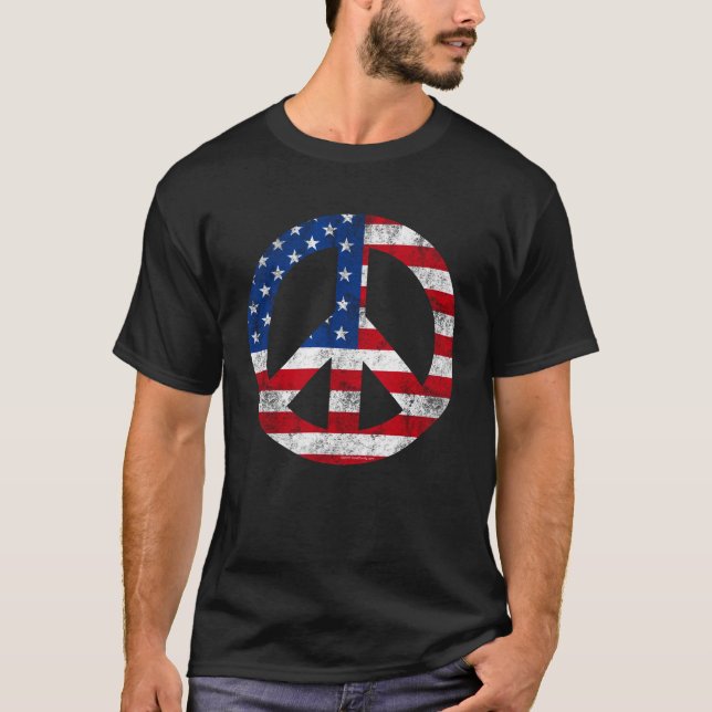 T-shirt SYMBOLE SYMBOLE vintage DE LA PAIX Drapeau américa (Devant)