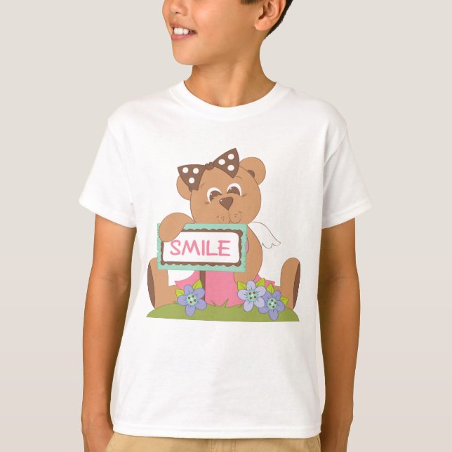 T-shirt Symbole Teddy Bear with Bow Holding Smile (Devant)