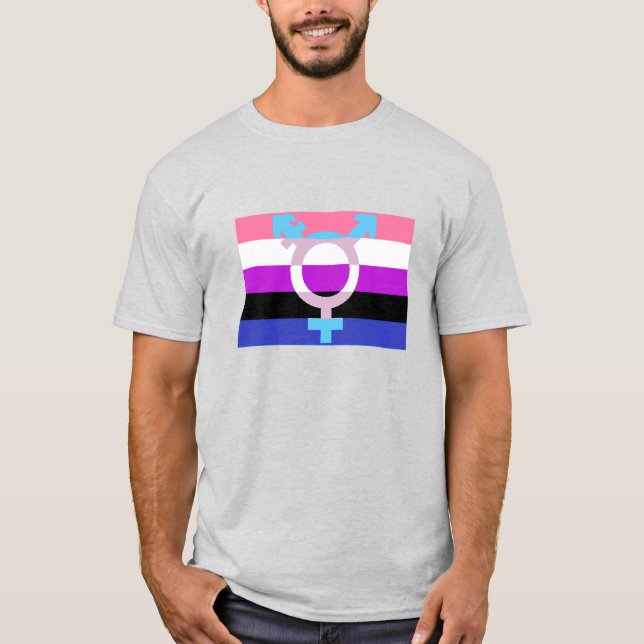 T-shirt Symbole transversal de drapeau de genderfluide (Devant)