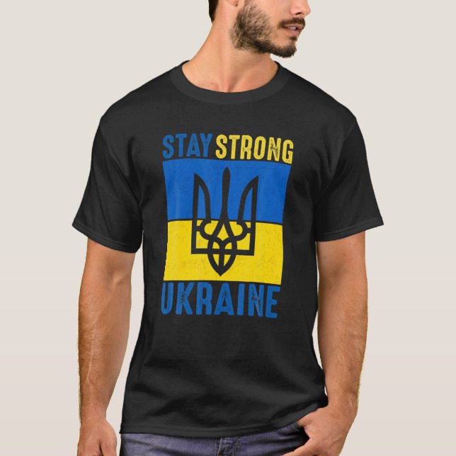 T-shirt Symbole Ukraine fort du drapeau ukrainien (Devant)