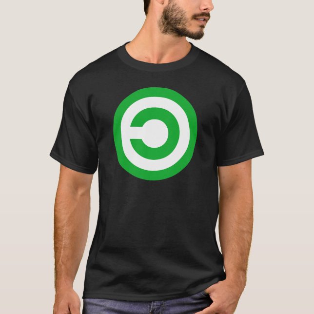 T-shirt Symbole vert de public domain d'Anti-Copyright (Devant)
